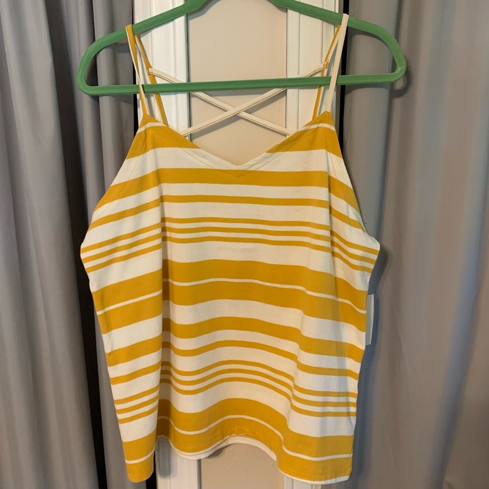 Yellow and white strappy tank
